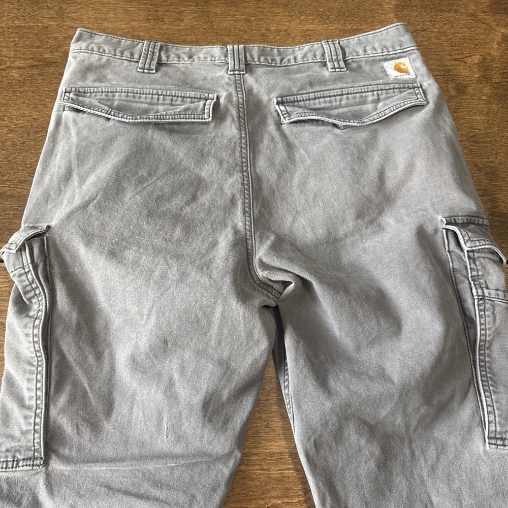 Carhartt BN3574-M Rugged Flex Relaxed Fit Canvas Cargo Work Pant Gray 34x32 - Picture 6 of 8
